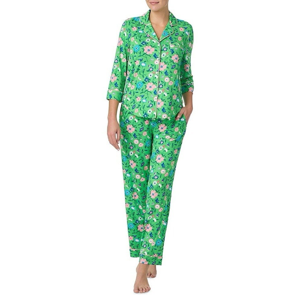 Kate Spade Multi Turtles Green Floral Pajama Set Sz M